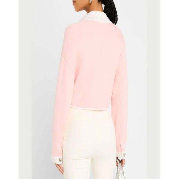 Alice + Olivia Women's Pink Verdell Cropped Knit Jacket Size Small - Picture 3 of 7